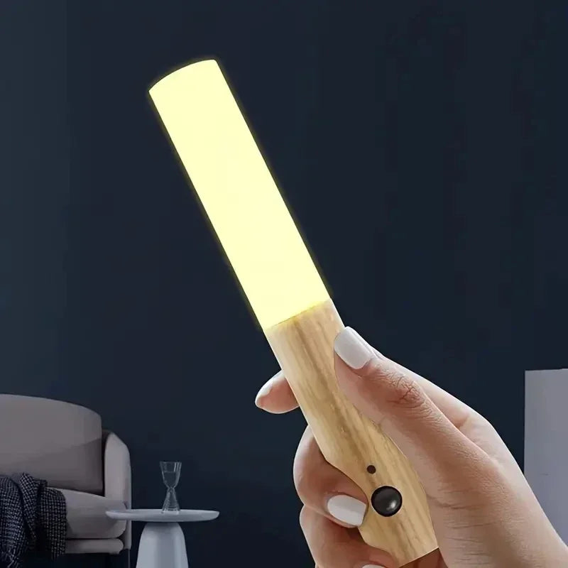 Creative LED Wood Wall Light Motion Sensor Type-C Night Lamp