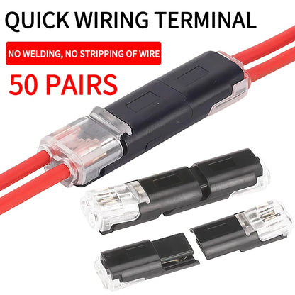 2 Pin Solderless LED Wire Connector Insulation Piercing Strip-Free Quick Plug Terminal for LED Light Cable Connection