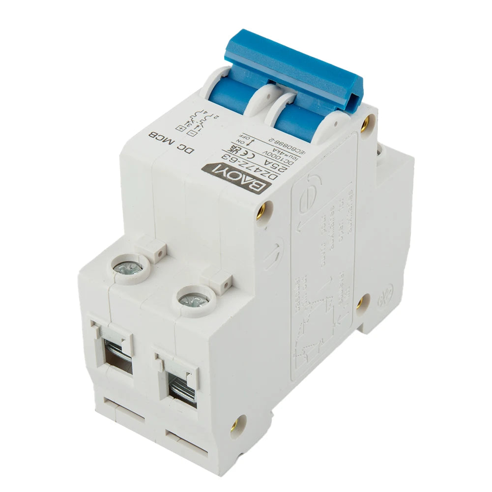 DC Miniature Circuit Breaker 2 Pole 1000V 32 Amp Isolator DC Disconnect Switch Thermomagnetic 10 A-63A 1.42 X 2.95 X 3.15 Inches