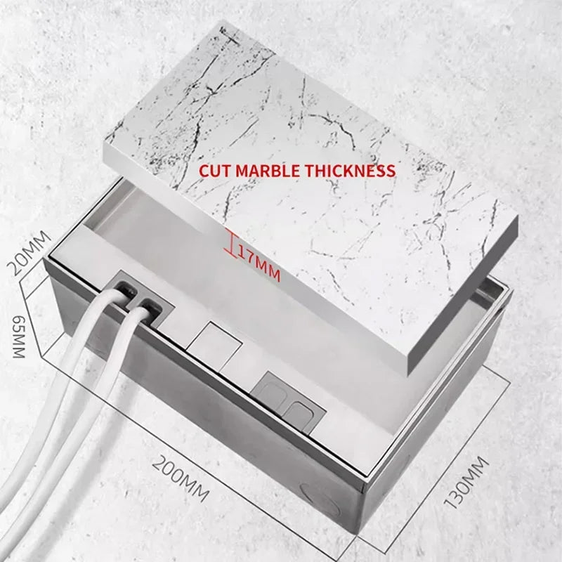Hidden Inlaid Floor Socket Ultra-thin Design Built-in Multiple Power EU FR UN US AC Power Outlets and USB Charging Port