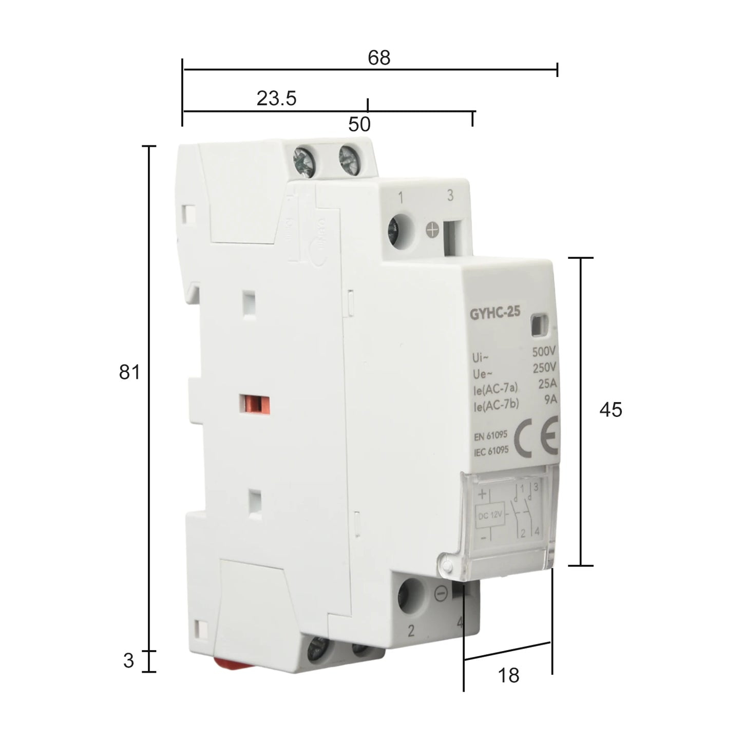 25A Contact Din Rail Mount RoHS Compliant Transparent Flip Cover Flame Retardant Plastic Low Power Consumption