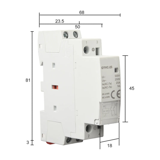 25A Contact Din Rail Mount RoHS Compliant Transparent Flip Cover Flame Retardant Plastic Low Power Consumption