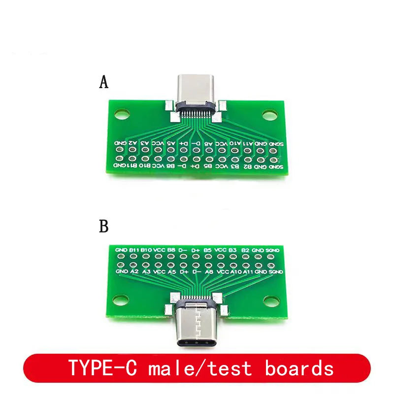 USB 3.1 Type-C Male to Female Header Test Board 24-Pin Double-Sided Adapter