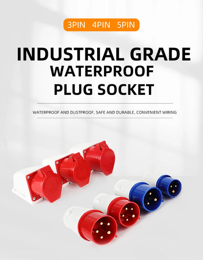 Industrial IP67 Plug 3/4/5 Pin 125A Waterproof Dustproof Socket Male and Female Wall Mounted Panel Concealed Conductor 380V 415V