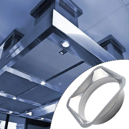 For Kitchen Hood Ventilator Pipe Connecting Vent Flange Exhaust Duct 4-10inch Electrostatic Spray Metal Silver-gray