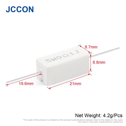 5W Cement Resistor 0.1Ω–6.8KΩ 5% Tolerance Ceramic Cement Resistance