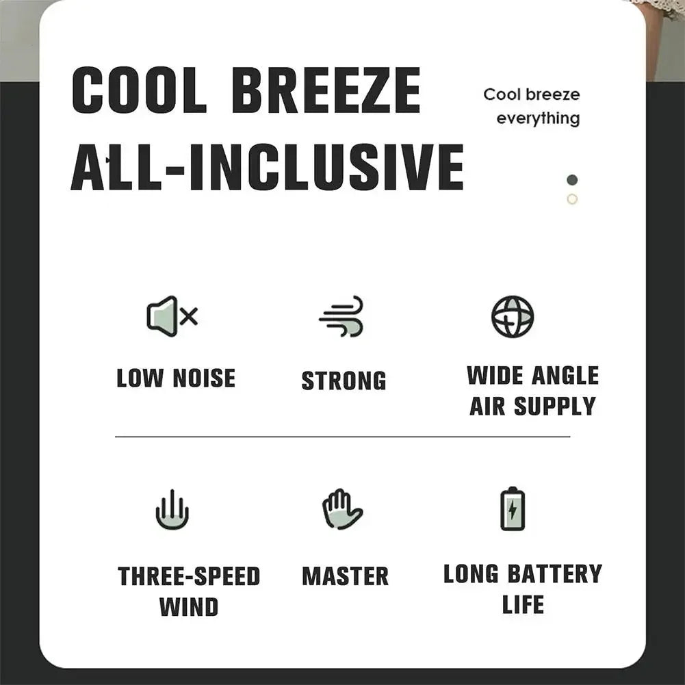 Clip-on Mini Waist Fan 3-Speed USB-C Rechargeable Portable Fan