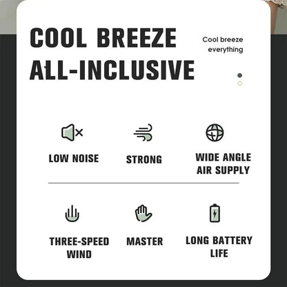 Clip-on Mini Waist Fan 3-Speed USB-C Rechargeable Portable Fan