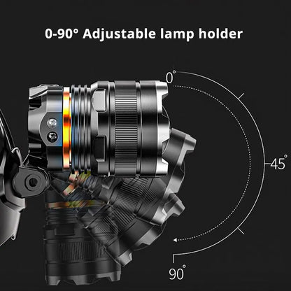 9000LM Zoom Headlamp Super Bright XHP50 Sensor LED Head Torch Usb Rechargeable Outdoor Camping Searching Headlight Flashlight