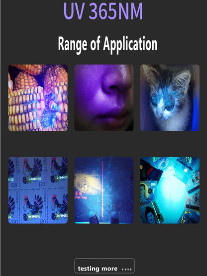 5W 365nm Mini UV Flashlight USB Rechargeable Ultraviolet Torch Pets Urine Cat tinea Money Ore Scorpion Detection Purple Light