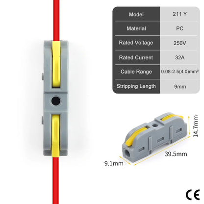 50PCS Lever Wire Connectors 1 to 1 Inline Push-in Splice Insulated Terminal Universal Compact Electrical Connector AWG 28-12