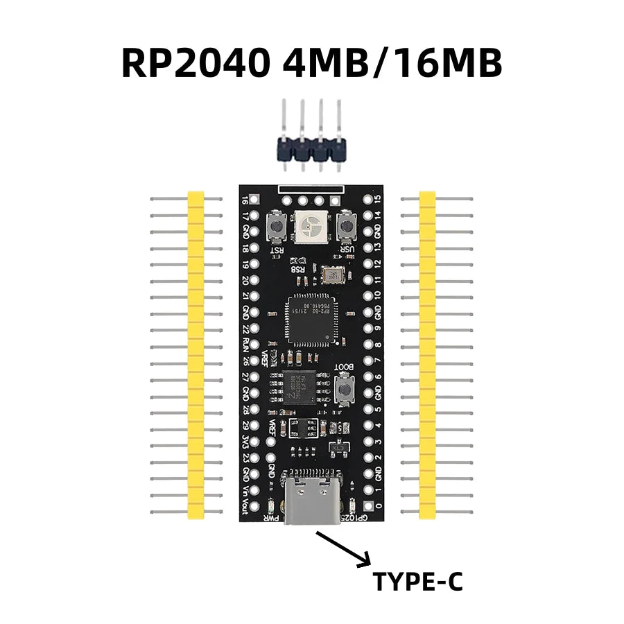 RP2040 Core Board 4MB/16MB Dual-Core Cortex-M0+ USB-C Compatible with Raspberry Pi Pico MicroPython Development
