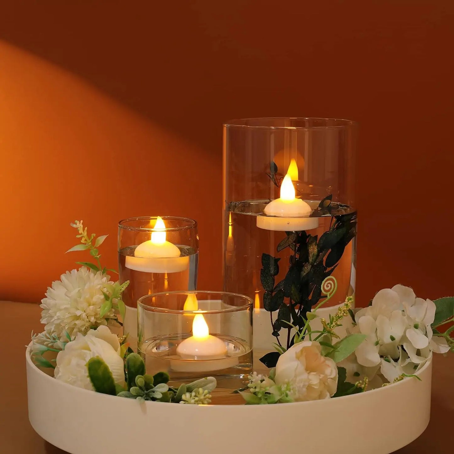 LED Flameless Floating Candle Battery Powered Flickering Electronic Candle Waterproof Floating Tealight Wedding Party Decor Lamp