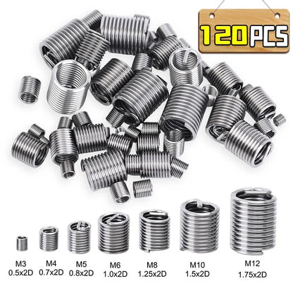 M3-M12 Stainless Steel Thread Insert Spiral Thread Repair Kit Screw Coiled Wire Helical Thread Repair Nuts Screw Bushing Sleeve