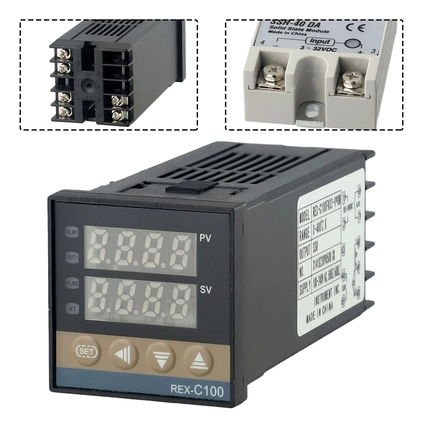 Comprehensive PID Controller Kit REX C100 For SSR 40DA and K Thermocouple for Effective Temperature Management