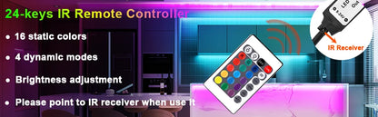 USB LED Strip Light RGB 2835 SMD Flexible Tape with Remote 1-5M Backlight