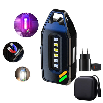 Portable LED Flashlights Rechargeable Work Light COB Magnetic Floodlight with Pen Clip Headlamp Outdoor Camping Fishing Torch