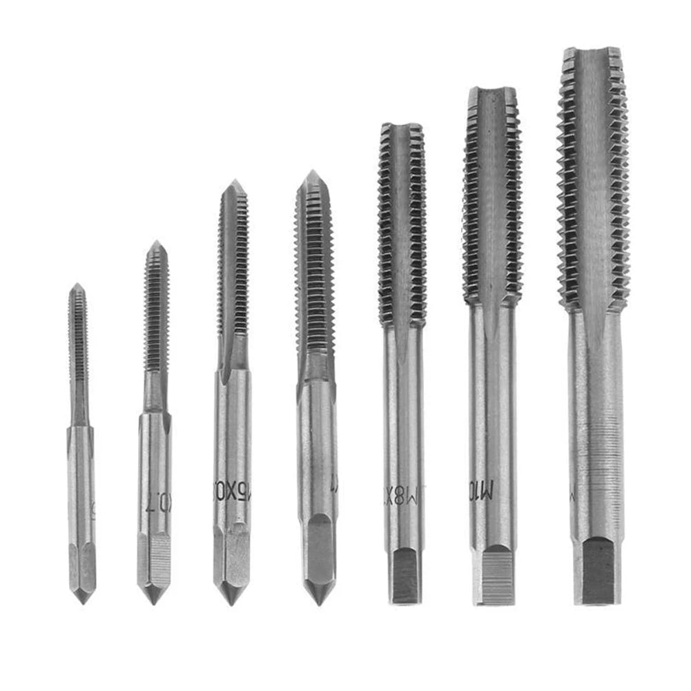 7Pcs For M3 Metric Thread Tap Drill Bits Set with HSS Straight Fluted Screw Taps for Stainless Steel and General Steel