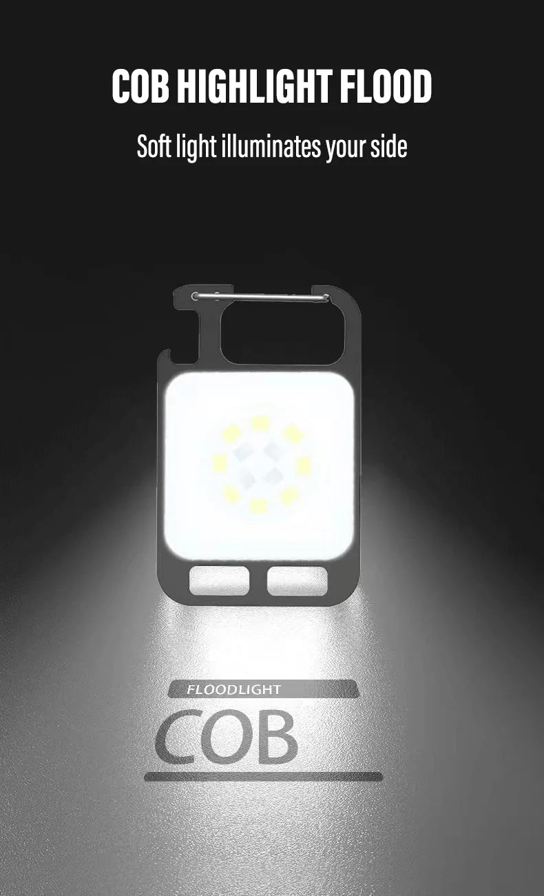 Mini Portable Multifunction Keychain Flashlight 4 Light Modes Built In Battery USB Rechargeable Strong Magnetic Work Light
