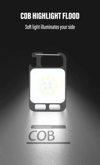 Mini Portable Multifunction Keychain Flashlight 4 Light Modes Built In Battery USB Rechargeable Strong Magnetic Work Light