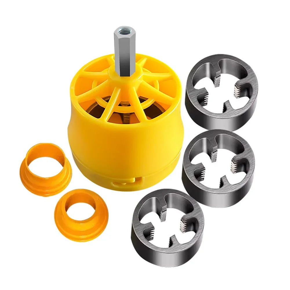 PPR Pipe Threader Kit With 1/2In 3/4 In 1 Inch Dies Pipe Threader Pipe Round Die PVC Pipe Threading Tool Kit Power Tool Parts