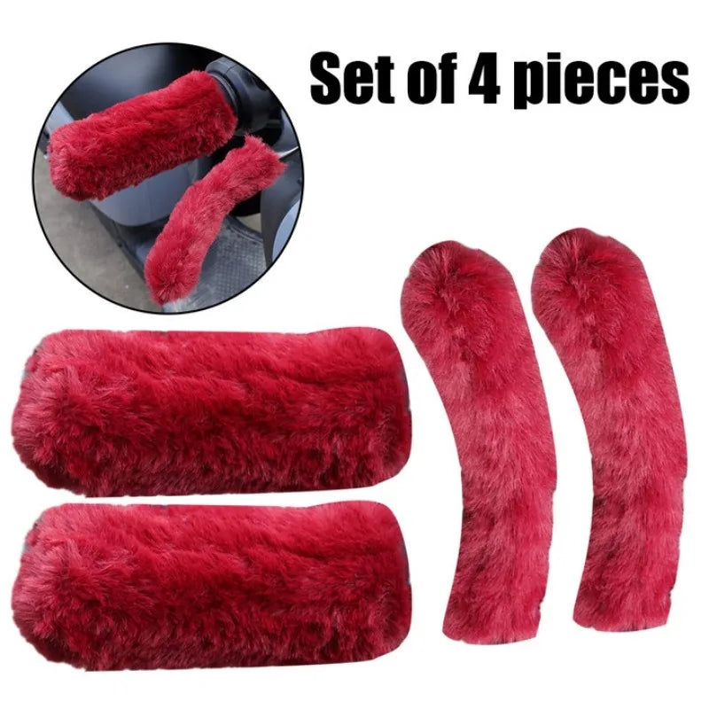 Winter Plush Handlebar Grip Covers Thick Warm Motorcycle