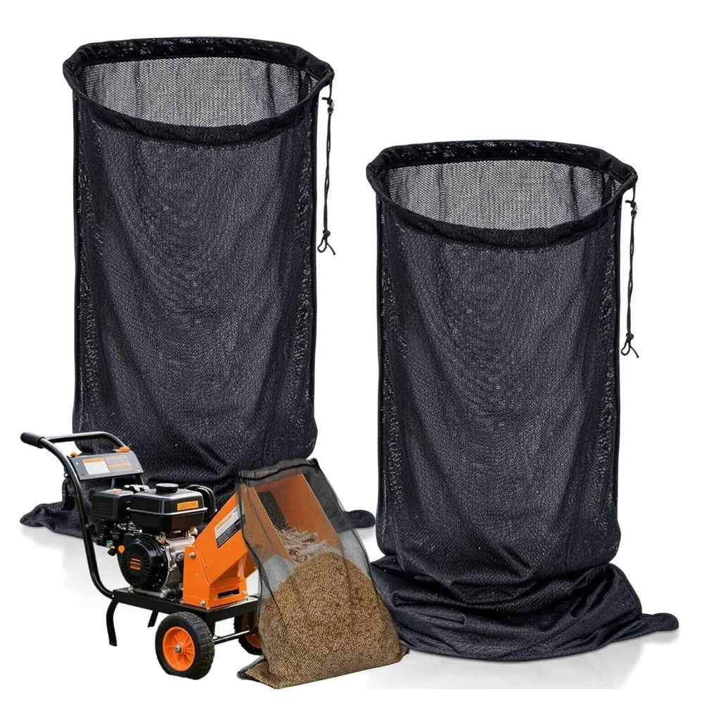 Wood Chipper Collection Bag 24x48 with Heavy Duty Plastic and Double Rope Lock for Long Term Use in For Leaf Mulching