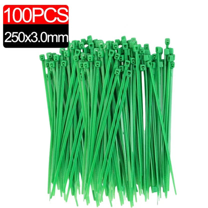 300/50PCS Self-Locking Nylon Cable Ties Green Fastening Wraps for Garden