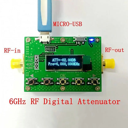 6G Digital Programmable Attenuator 30DB Step 0.25 RF Module LF-6GHz 30DB Step Size 0.25DB OLED Display SMA 0-31.75dB