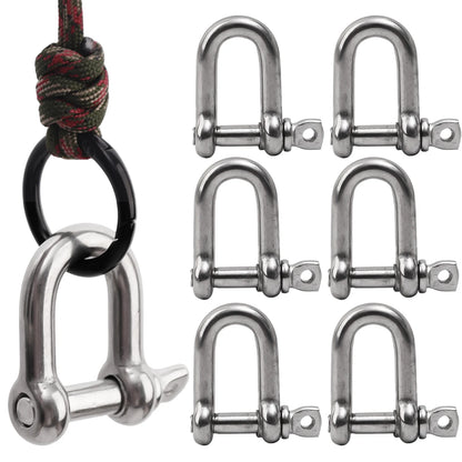 Stainless Steel D Link Shackle Ring Hooks Lifting Shackle Lock Wire Rope Clips D-Type Rigging Shackle Hooks Boat Hardware Tools