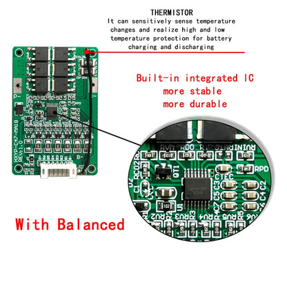 4S-7S 18650 Li-ion Lithium Battery BMS Protection Board with Balance 16.8V-21V 20A