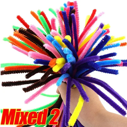 Wholesale Colorful Chenille Stems Pipe Cleaners Plush Tinsel Stem Wired Sticks Twist Stick Hair Strip DIY Craft Educational Toys
