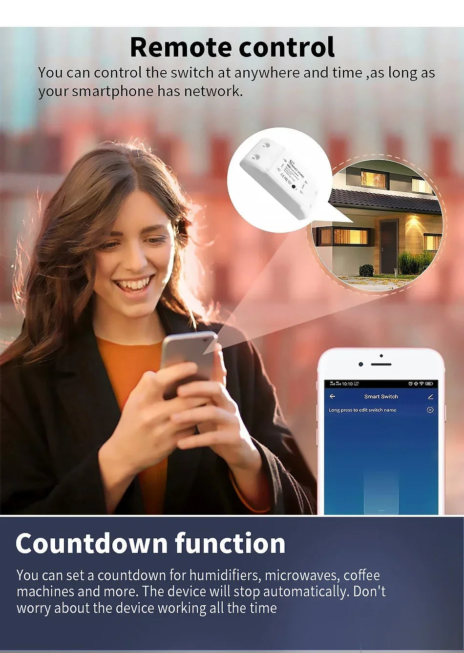 Tuya WiFi Smart Switch Module Alexa Google Home Compatible LED Controller with Smart Life App for Remote Light Control