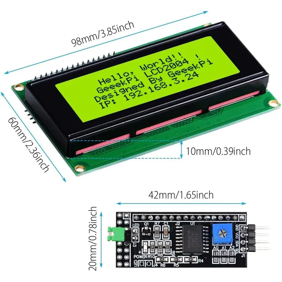 LCD2004 20x4 Character LCD Module with I2C/IIC Serial Interface for Arduino
