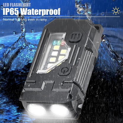 Portable Keychain Flashlight Led Rechargeable EDC Torch with Magnetic Cap Clip Lamp Flash Light Outdoor Camping Fishing Tool