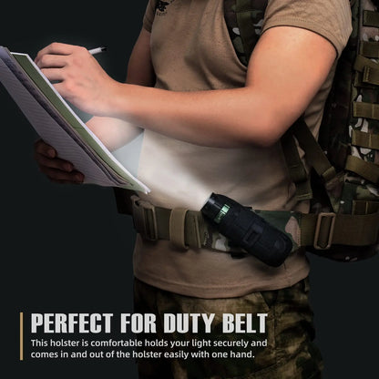 Tactical Flashlight Cover Nylon Case for Flashlight Belt Holster Holder for Duty Belt Hunting 360 Degree Flashlight Tool Pouch