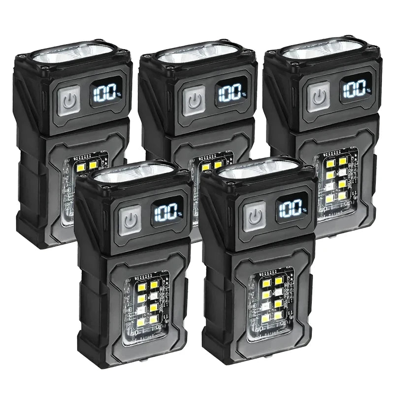 Mini COB LED Flashlight Head Rotation Magnetic Torch USB Rechargeable
