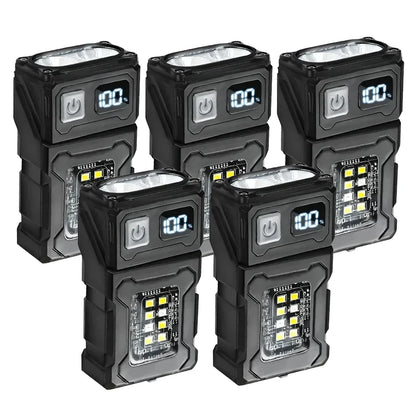 Mini COB LED Flashlight Head Rotation Magnetic Torch USB Rechargeable