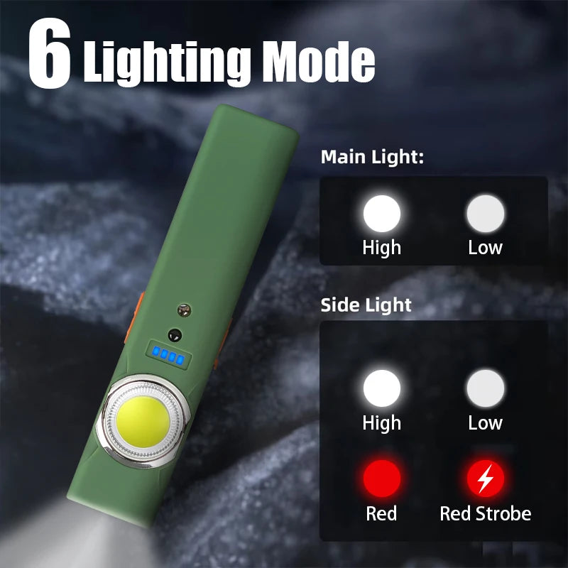 EDC LED Flashlight with Pen Clip Magnetic Rechargeable Work Light