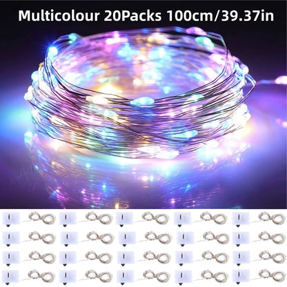 20Packs 1m LED String Lights Warm/Multicolor/Red/Green/Blue/Pink/Purple/White Christmas Atmosphere Firefly Lamp Starry Sky Light