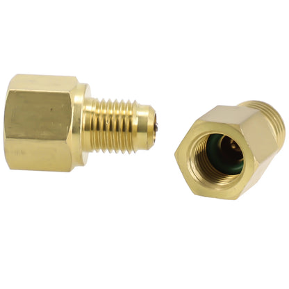 2pcs R12 To R134a R134a To R12 Adapter 1/4 Female Flare 1/2 Acme Male Valve Kits Brass Leak-proof Adapter