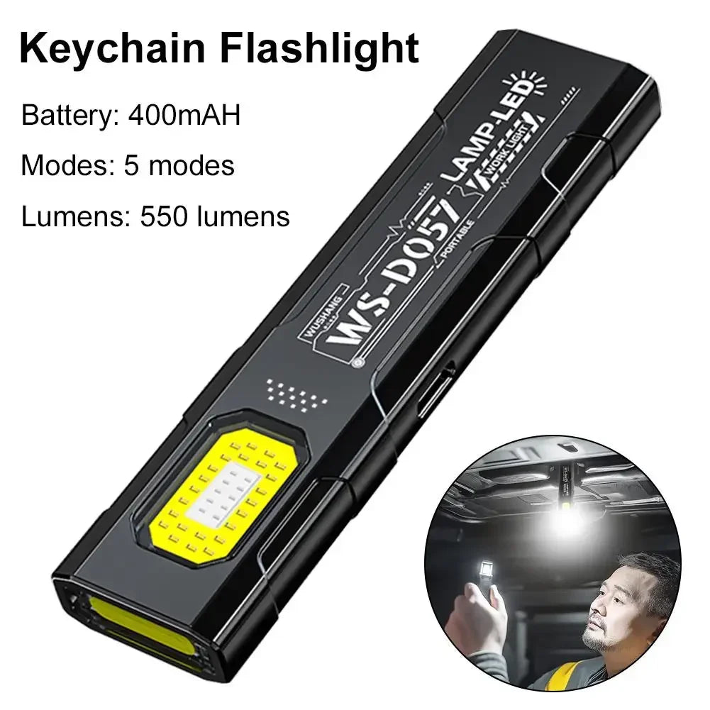 Portable EDC COB LED Flashlight with Magnetic Rechargeable Work Light