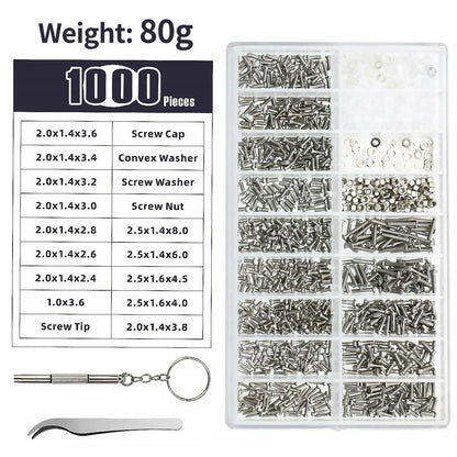 Glasses Watch Repair Kit Screws Dual Head Screwdrivers Precision Tweezers Set for Eyewear Jewelry Fix Tools with Case