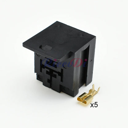 5 Pin 6.3mm Relay Base Holder Connector 3334485008 DJJ7054Y-6.3-21 PA66 with Mounting Bracket