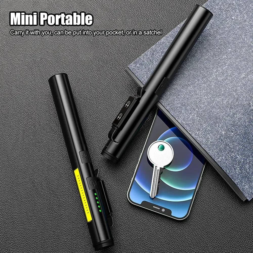 Portable UV LED Pen Light USB Rechargeable Work Lantern with Magnet