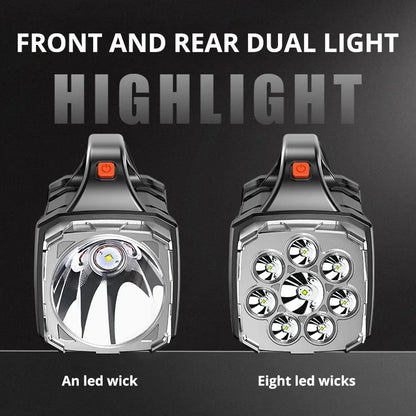 USB Rechargeable Solar LED Flashlight COB Work Light 4 Gear Camping Lamp