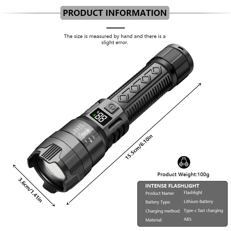 1600000LM Super Bright LED Flashlight – USB Rechargeable Long Range Tactical Torch Waterproof for Camping & Fishing