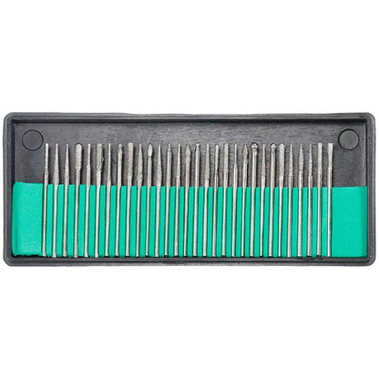 30pcs Diamond Burr Bits Set 1/8" Shank for Rotary Tools Carving Sanding