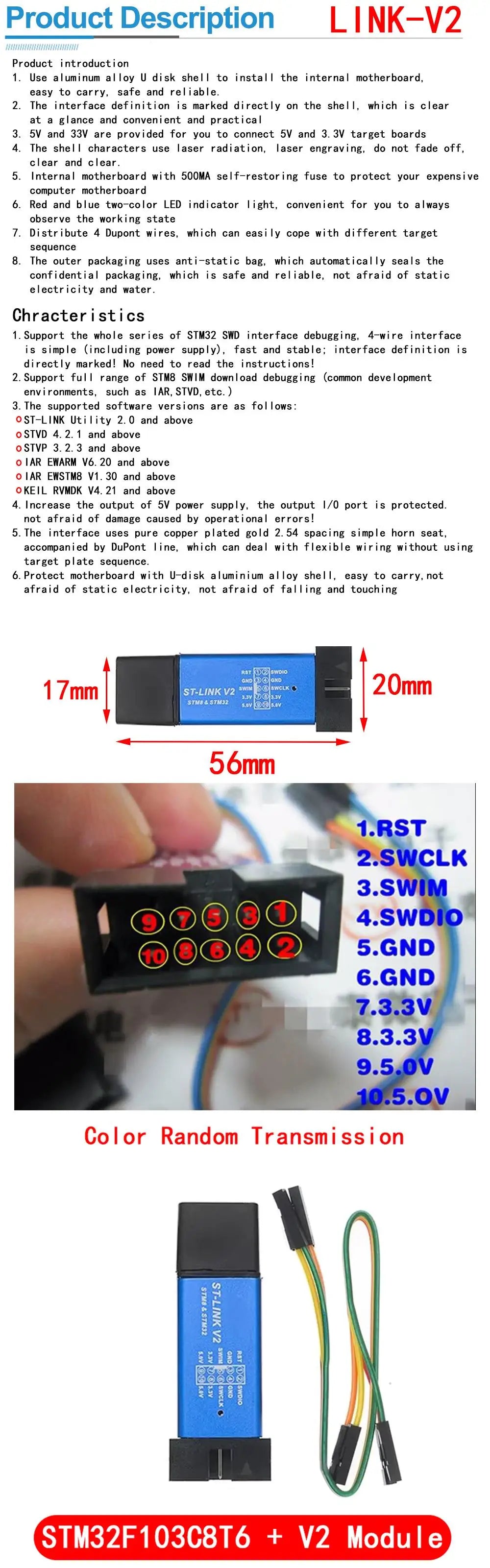 STM32F103C8T6 CH32F103C8T6 ARM Cortex-M3 Development Board with ST-LINK V2 Programmer
