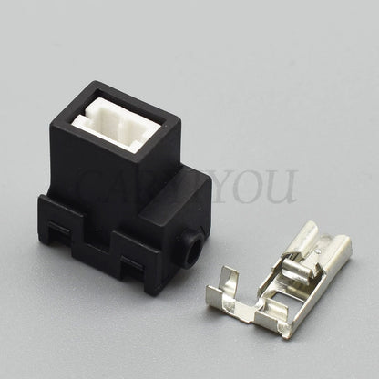 H1-2C / H1-2B 1-Pin Black Ceramic Automotive Connector — High-Temperature Headlamp Bulb Socket with Terminal